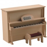 Blank houten upright piano+kruk