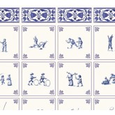 Behang Delfst blauw, kinderspelen