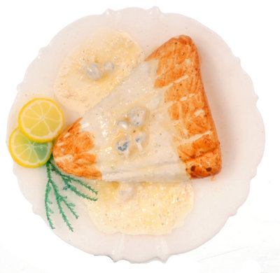 3 bordjes zalmfilet met witte saus